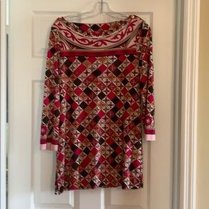 Tory Burch tunic gold logo buttons 3/4 sleeve L